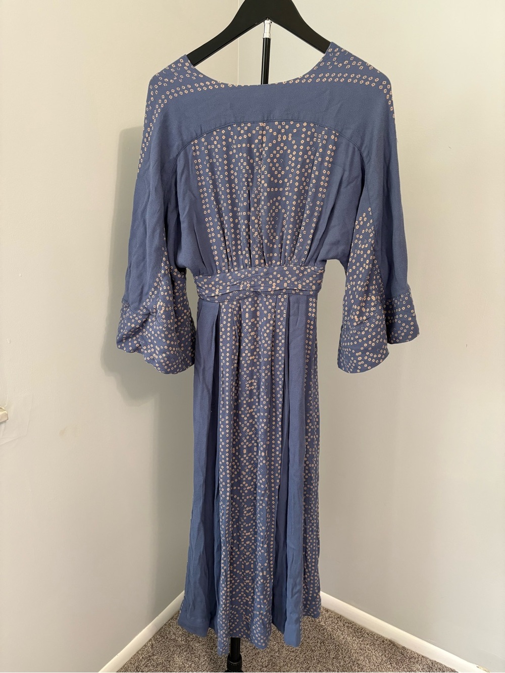 Free People Modern Kimono Denim Blue Maxi Dress 0 Boho Chic Romantic Effortless - Picture 3 of 11
